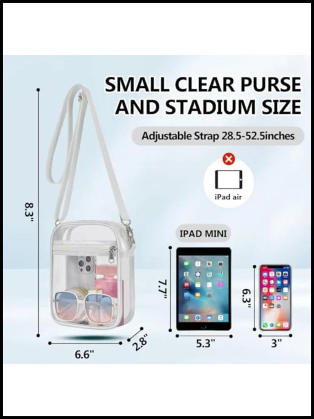 Clear Stadium Approved Crossbody Satchel Purse PVC Dual Compartment Adjustable